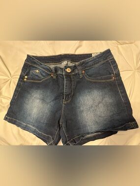 Royalty For Me Dark Blue Distressed Denim Shorts